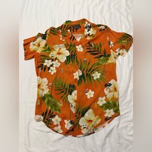 Guess x J Balvin Tropical Orange Shirt with Floral Design